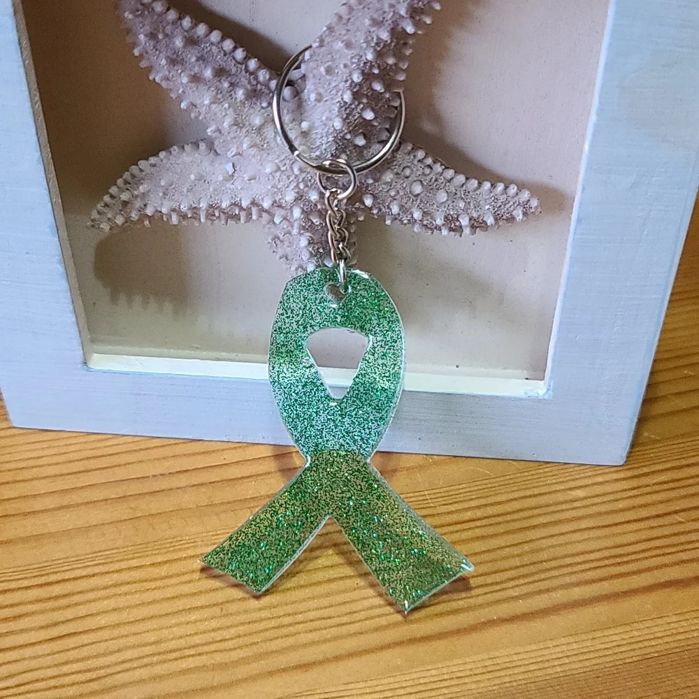 cancer awareness resin keychain